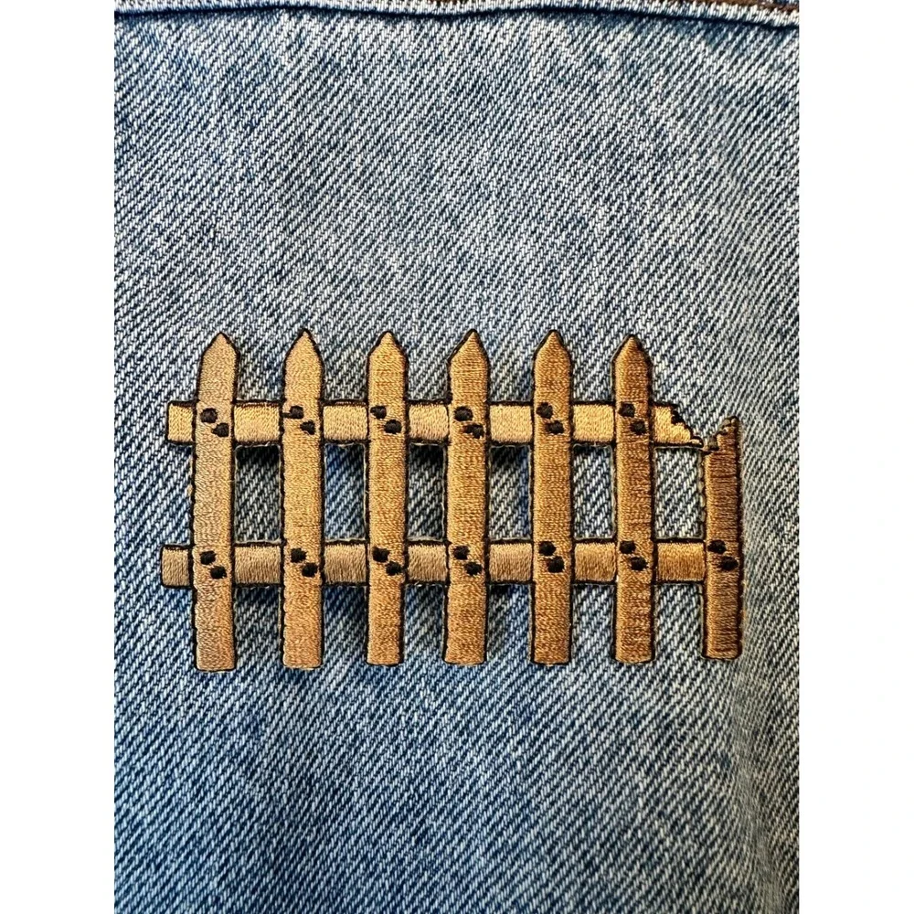 Wood Brown Fence Iron On Embroidered Patch Applique DIY Craft Embellishment‎